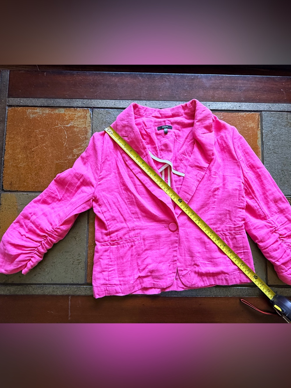 Drew small Barbie pink button blazer Shacket 100% cotton luxury USA career